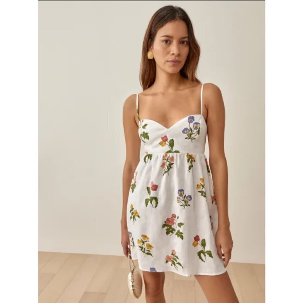 💕REFORMATION💕 Martin Linen Dress ~ Botanical 10 NWT - Picture 4 of 15